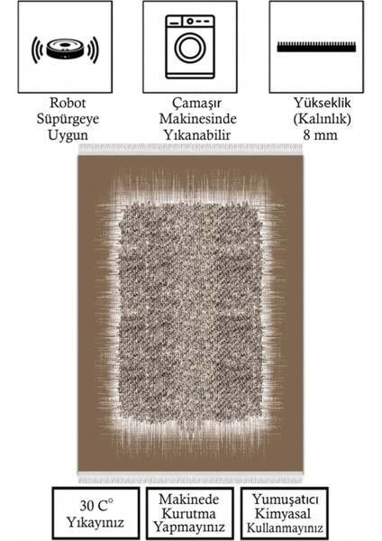 Kaymaz Taban, Makinada Yıkanabilir, Dijital Baskılı, Modern Halı