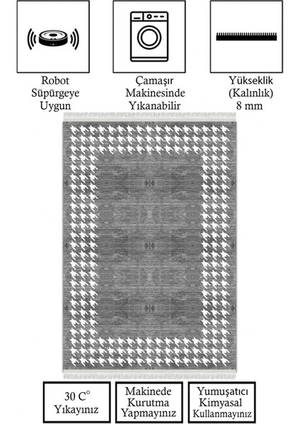 Kaymaz Taban, Makinada Yıkanabilir, Dijital Baskılı, Modern Halı