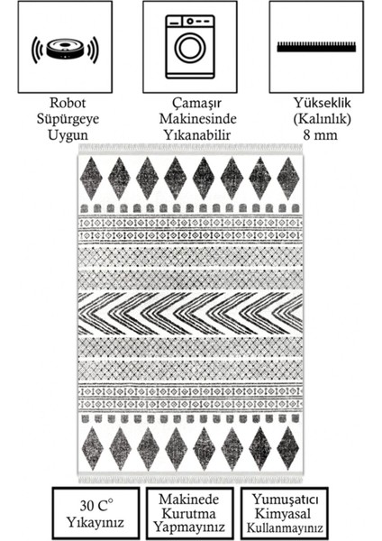 Kaymaz Taban, Makinada Yıkanabilir, Dijital Baskılı, Modern Halı