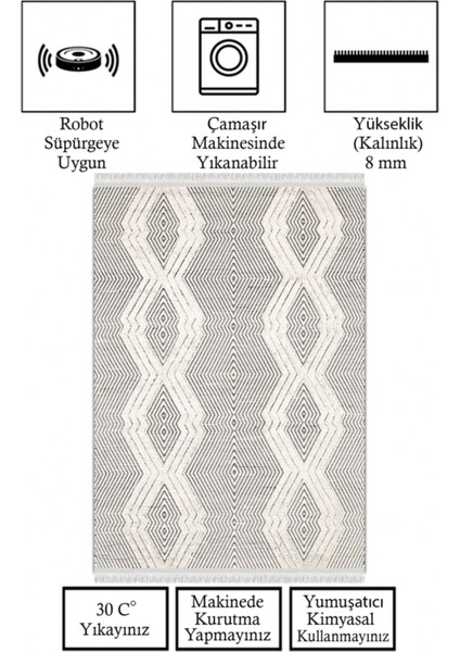 Kaymaz Taban, Makinada Yıkanabilir, Dijital Baskılı, Modern Halı