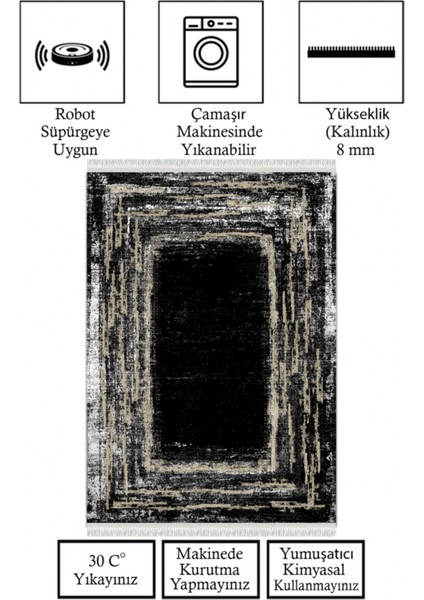 Kaymaz Taban, Makinada Yıkanabilir, Dijital Baskılı, Modern Halı