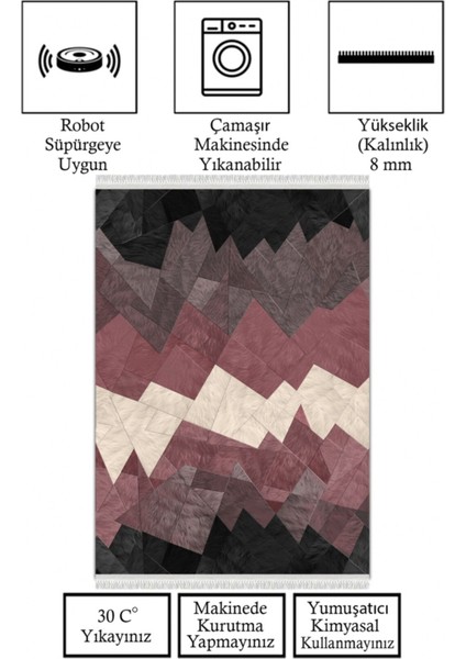 Kaymaz Deri Taban, Makinada Yıkanabilir, Dijital Baskılı, Modern Halı