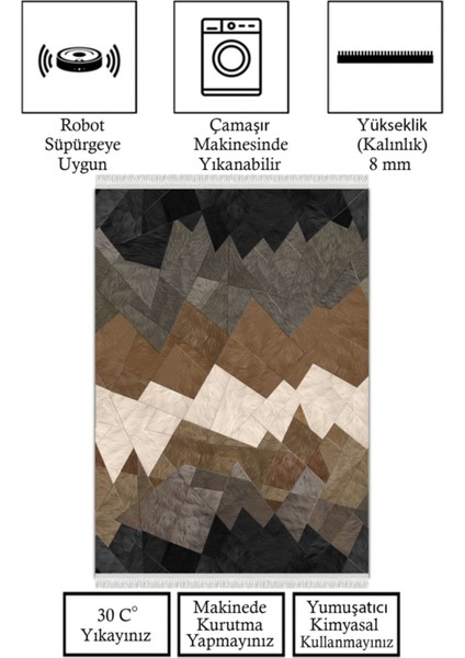 Kaymaz Taban, Makinada Yıkanabilir, Dijital Baskılı, Modern Halı