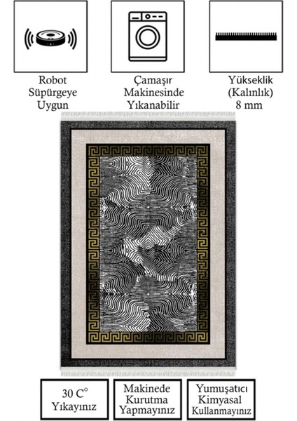 Kaymaz Taban, Makinada Yıkanabilir, Dijital Baskılı, Modern Halı