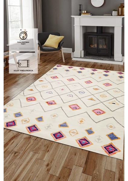Kaymaz Taban, Makinada Yıkanabilir, Dijital Baskılı, Modern Halı