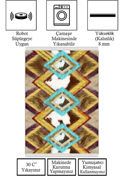 Kaymaz Taban, Makinada Yıkanabilir, Dijital Baskılı, Modern Halı