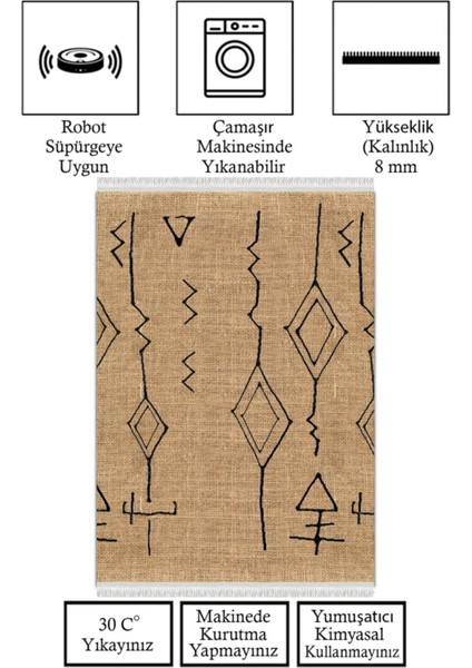 Kaymaz Taban, Makinada Yıkanabilir, Dijital Baskılı, Modern Halı