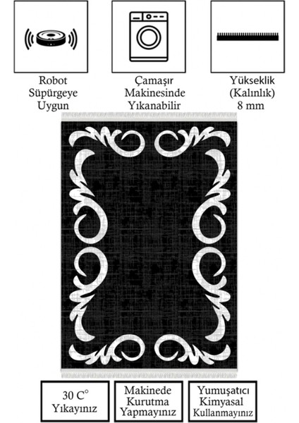 Kaymaz Taban, Makinada Yıkanabilir, Dijital Baskılı, Modern Halı