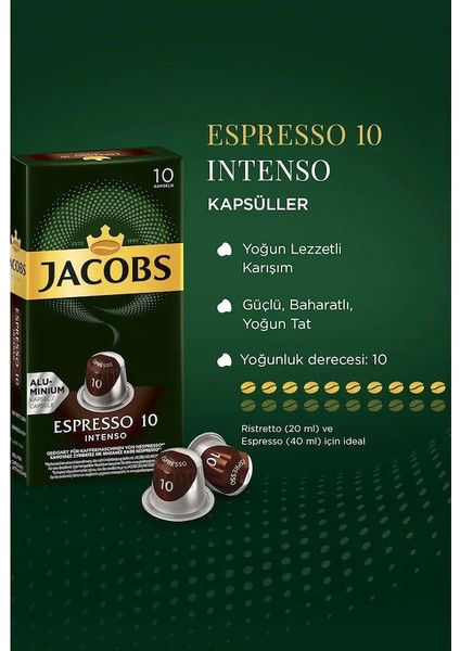 Espresso 10 Intenso Nespresso Uyumlu Alüminyum Kapsül Kahve 10 Adet X 10 Paket