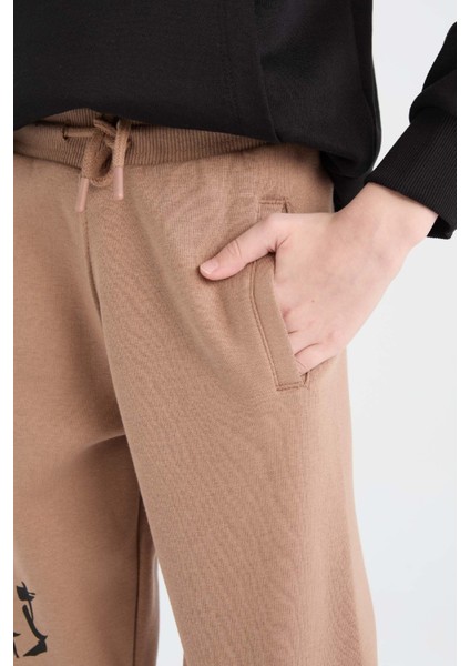 Erkek Çocuk Standart Fit Beli Paçası Lastikli Cepli Kalın Jogger Eşofman Altı D5683A824WN