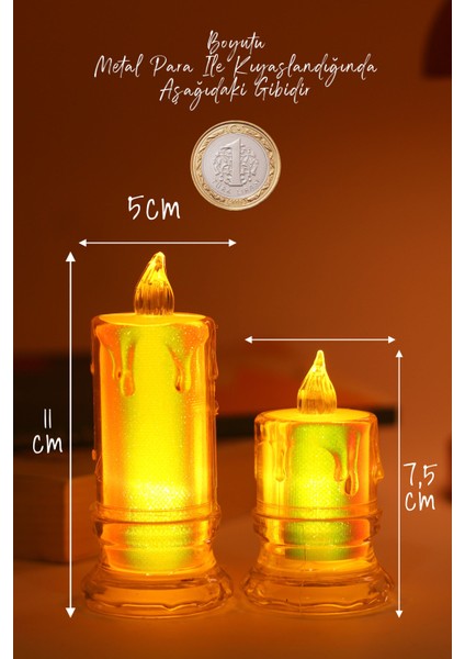 4 Adet LED Mum Simli Tipi Pil Dahil Dumansız Alev Ledli Yapay Dekoratif Mum Işığı PT421-23