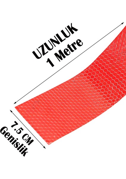 Fosforlu Reflektörlü Bant Kırmızı Reflektif Şerit Bant 7.5 cm 1 Metre Ikaz Bandı