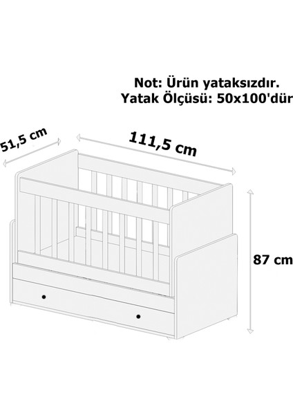 AE-7001 Erbi Beşik, Tek Çekmeceli, Sallanır Beşik, Beyaz ve Antrasit 50X100 (Yataksız)