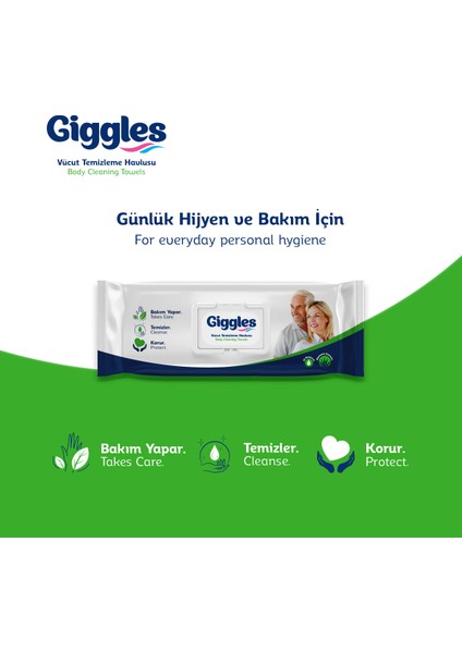 Giggles Vücut Temizleme Perine Havlusu 50' Li 12' Li Paket Büyük Boy Paraben Içermez 600 Havlu