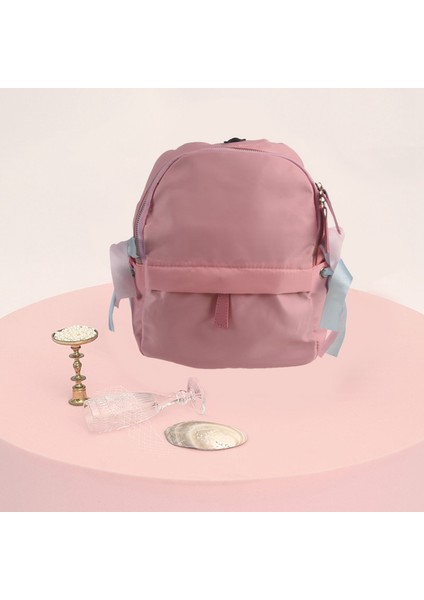 Vahşi Bayan Sırt Çantası USB Şarj Naylon Sırt Çantası Rahat Moda Şerit Naylon Küçük Taze Sırt Çantası Pembe (Yurt Dışından) fiyatları