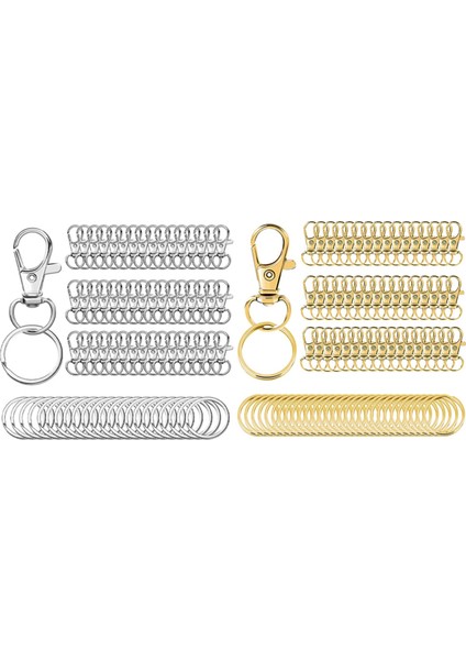 100 Takım Metal Döner Yaylı Kancalar Anahtarlık Klipsi, Kordon, Anahtar, Sanat El Sanatları, Gümüş + Altın Için Anahtar Halkaları (Yurt Dışından)