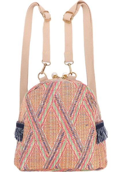 Küçük Seyahat Sırt Çantaları Kadın Saman Dokuma Omuz Okul Çantaları Rahat Sırt Çantası Örgü Sırt Çantası Çanta Koyu Haki (Yurt Dışından) modelleri