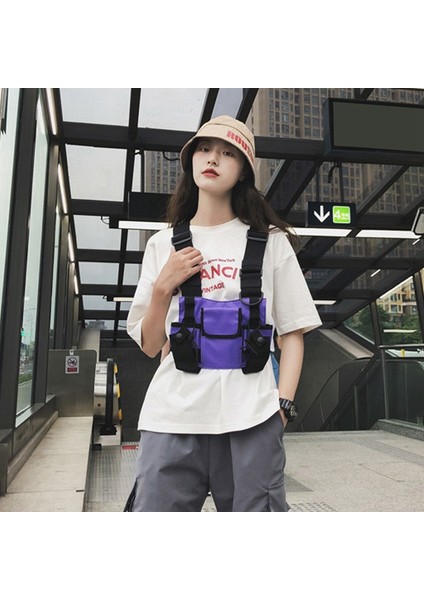 Erkekler ve Kadınlar Hip-Hop Gelgit Marka Yelek Çok Fonksiyonlu Fonksiyonel Göğüs Çantası Takım Yelek Sırt Çantası Gri (Yurt Dışından) fiyatları