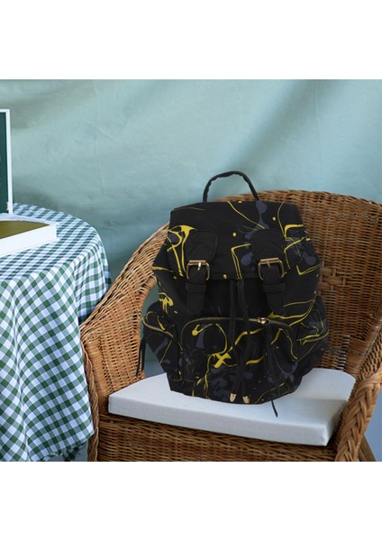 Kadın Sırt Çantası Su Geçirmez Naylon Graffiti Kadın Çanta Seti Marka Tasarımcısı Ipli Genç Kız Sırt Çantaları Okul Çantaları Debriyaj Siyah ve Sarı (Yurt Dışından) modelleri