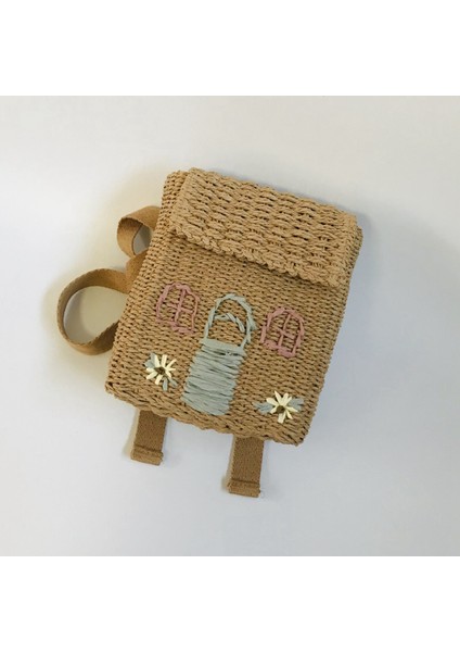 Çift Omuz Hasır Dokuma Çanta Çocuk Sırt Çantası Hasır Dokuma Çanta Öğrenci Okul Çantası El Taşıma Dokuma Sırt Çantası ile (Yurt Dışından) fırsatları