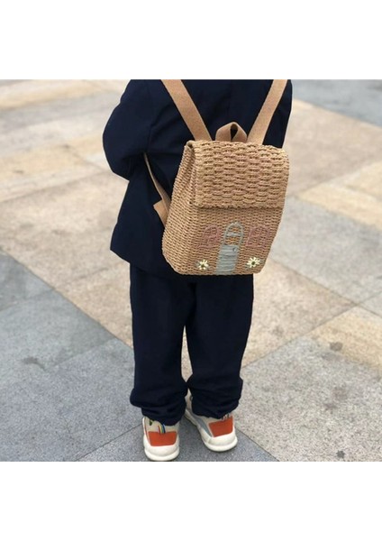 Çift Omuz Hasır Dokuma Çanta Çocuk Sırt Çantası Hasır Dokuma Çanta Öğrenci Okul Çantası El Taşıma Dokuma Sırt Çantası ile (Yurt Dışından) indirimleri