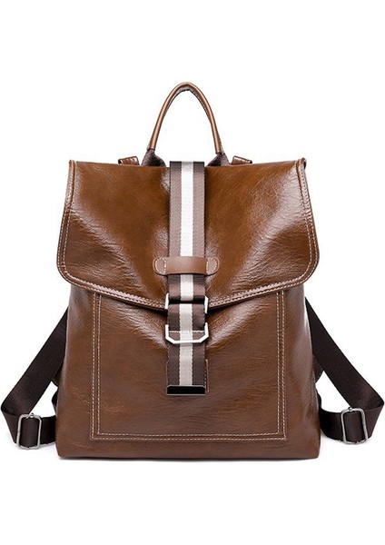 Moda Çok Fonksiyonlu Bayan Sırt Çantası Vintage Büyük Kapasiteli Sırt Çantası Sırt Çantaları Kahverengi (Yurt Dışından)