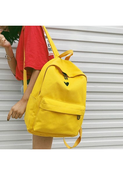 Kadın Sırt Çantası Kanvas Baskılı Kalp Sırt Çantası Kore Tarzı Öğrenciler Seyahat Çantası Kız Okul Çantası Dizüstü Sırt Çantası Sarı (Yurt Dışından) modelleri