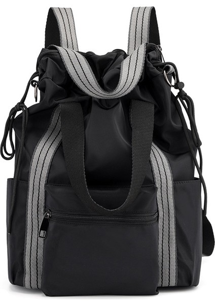 Bayan Naylon Sırt Çantası, Çok Fonksiyonlu Çanta, Moda Omuz Çantası, Kız Ipli Sırt Çantası, Genç Kızlar Için Çoklu Sırt Çantası Siyah (Yurt Dışından)