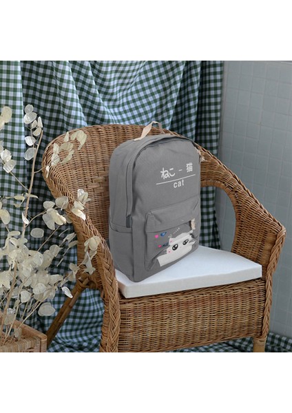 4 Adet/takım Dizüstü Okul Sırt Çantası Kız Erkek Genç Kadın Sırt Çantası Kılıfı Sevimli Kedi Kanvas Çanta Çocuk Gri (Yurt Dışından) fiyatları