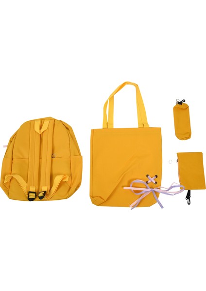 Adet/takım Şerit Zincir Ilmek Keten Sırt Çantası Seyahat Sırt Çantaları Eğlence Sırt Çantaları Genç Kızlar Için Okul Sırt Çantası Sarı (Yurt Dışından)