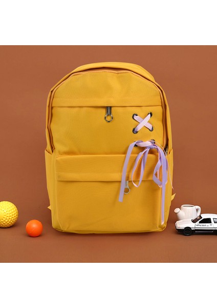 Adet/takım Şerit Zincir Ilmek Keten Sırt Çantası Seyahat Sırt Çantaları Eğlence Sırt Çantaları Genç Kızlar Için Okul Sırt Çantası Sarı (Yurt Dışından) modelleri
