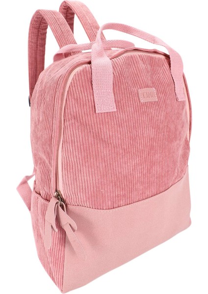 Edebi Kadife Sırt Çantası Kadın Basit Düz Renk Sırt Çantası Üniversite Lise Öğrencileri Şerit Pembe (Yurt Dışından)