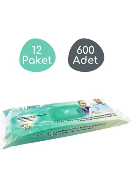Perine Vücut Temizleme Havlusu 50'li 12'li Paket Antibakteriyel Havlu Büyük Boy