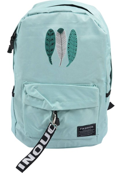 Kadın Sırt Çantası Tüy Baskı Seyahat Sırt Çantası Okul Çantası Sırt Çantası Öğrenci Sırt Çantaları Yeşil (Yurt Dışından)