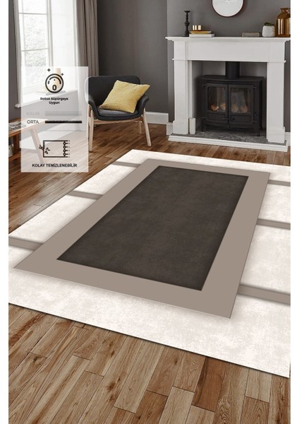 Kaymaz Taban, Makinada Yıkanabilir, Dijital Baskılı, Modern Halı