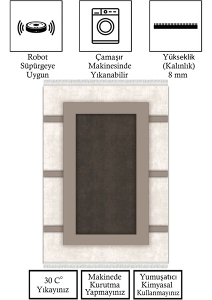 Kaymaz Taban, Makinada Yıkanabilir, Dijital Baskılı, Modern Halı