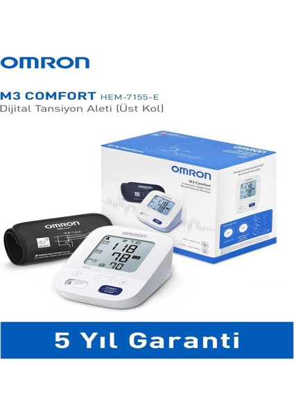 Omron M3 Comfort Tansiyon Alaleti Hafızalı Manşetli 2 Kullanıcı, Dayanıklı, Üst Koldan Ölçer Dijital