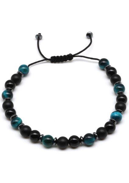 Oniks-Kaplan Gözü Doğal Taş Makrome Örme Bileklik Küre Kesim fiyatları