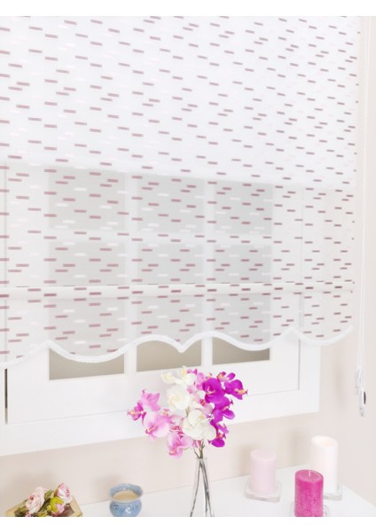 Çiftli Sistem Düz Beyaz Bordo Asens Desenli Tül ve Stor fırsatları