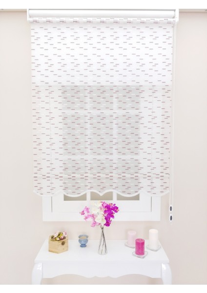 Çiftli Sistem Düz Beyaz Bordo Asens Desenli Tül ve Stor indirimleri