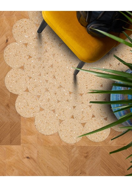 PATNA PTN 07 NATURAL Jüt Hasır Görünümlü Hav Toz Vermez Örgü Halı Güzel ve Şık