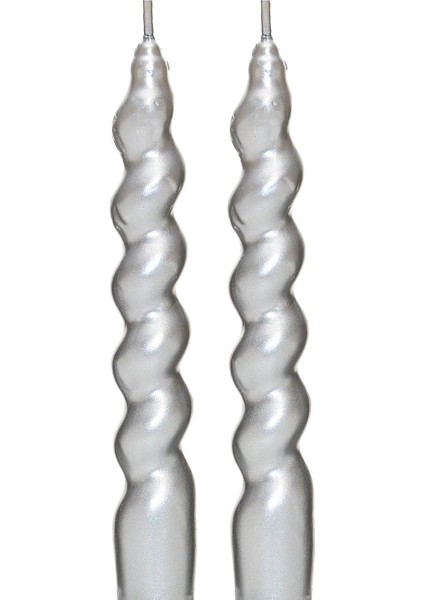 Yılbaşı 2li Twirl Glow Gümüş Şamdan Mum Seti (18 Cm)