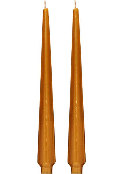 Yılbaşı 2 Li Gold Piramit Şamdan Mum Seti-33 cm