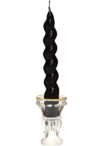 Yılbaşı 2li Twirl Glow Siyah Şamdan Mum Seti (18 Cm)