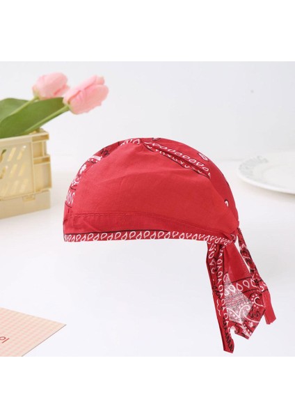 Çocuk Ipeksi Caps Geniş Askılı Headwraps Türban - Kırmızı (Yurt Dışından)