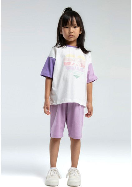 Kız Çocuk Mor Bermuda Takım