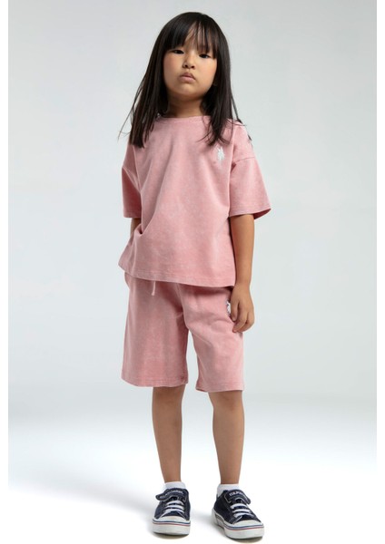 Kız Çocuk Pembe Bermuda Takım