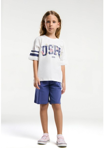 Kız Çocuk Beyaz Bermuda Takım