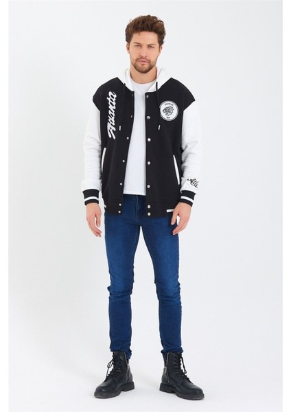 Erkek Siyah Nakışlı Kapüşonlu Kolej CEKET-KPKLJCK01R01S fiyatları