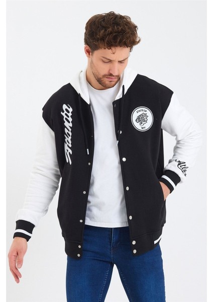Erkek Siyah Nakışlı Kapüşonlu Kolej CEKET-KPKLJCK01R01S indirimleri